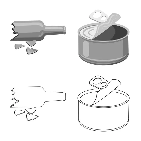 Ilustración vectorial de basura y letrero basura. Recolección de basura y vector de residuos icono para stock . — Vector de stock