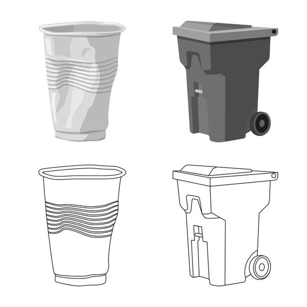 Isolated object of refuse and junk icon. Collection of refuse and waste stock symbol for web. — Stock Vector