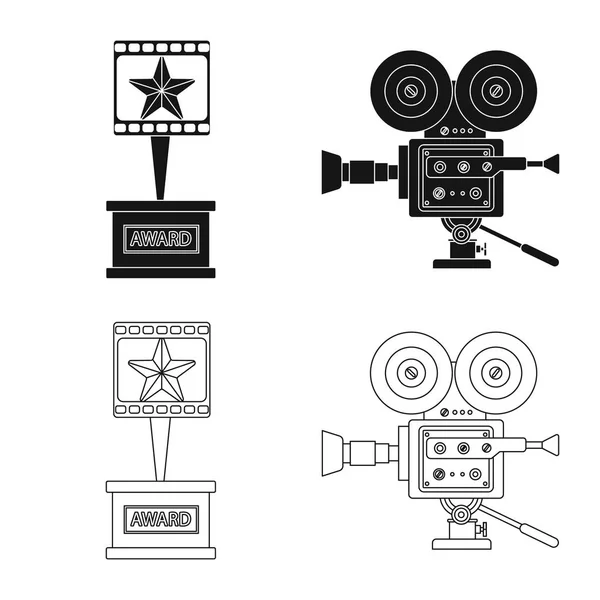 Vector design of television and filming sign. Set of television and viewing stock vector illustration. — Stock Vector