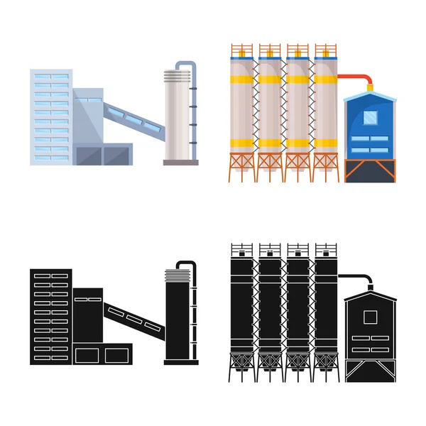 Oggetto isolato di produzione e logo della struttura. Raccolta di stock di produzione e tecnologia simbolo per il web . — Vettoriale Stock