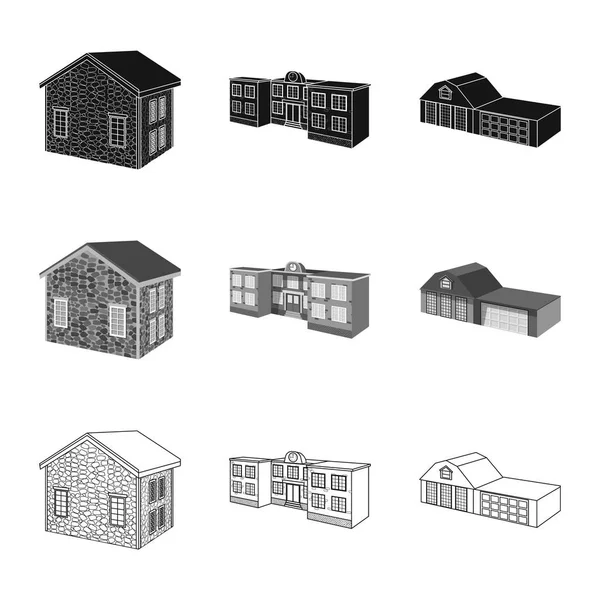 Ilustración vectorial de fachada y cartelera. Conjunto de símbolo de stock de fachada e infraestructura para web . — Archivo Imágenes Vectoriales