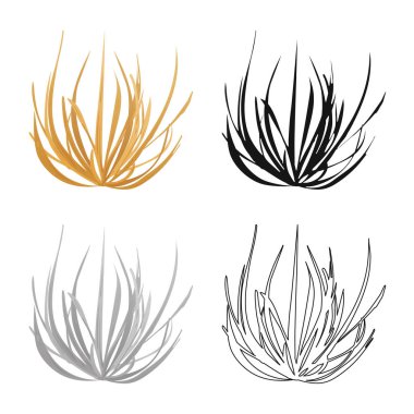 Tumbleweed ve kuru sembolü vektör illüstrasyon. Web için tumbleweed ve vadi stok sembolü seti.