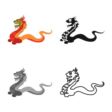 Ejderha ve zodyak logosu izole nesne. Stok için ejderha ve dövme vektör simgesi koleksiyonu.