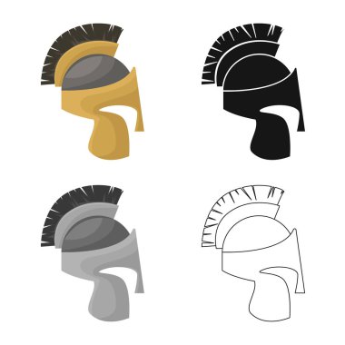 Kask ve şövalye işareti izole nesne. Stok için kask ve kalkan vektör simgesinin toplanması.