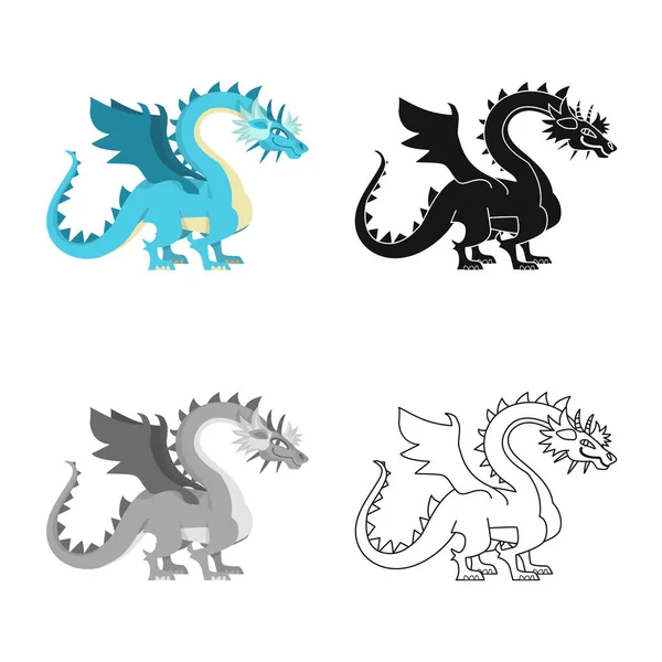 Objeto isolado de logotipo de dragão e predador. Conjunto de dragão e ícone de vetor de asa para estoque . — Vetor de Stock
