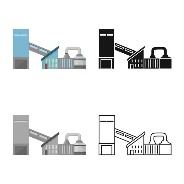 Vector illustration of manufactory and plant symbol. Set of manufactory and urban stock symbol for web. — Stock Vector