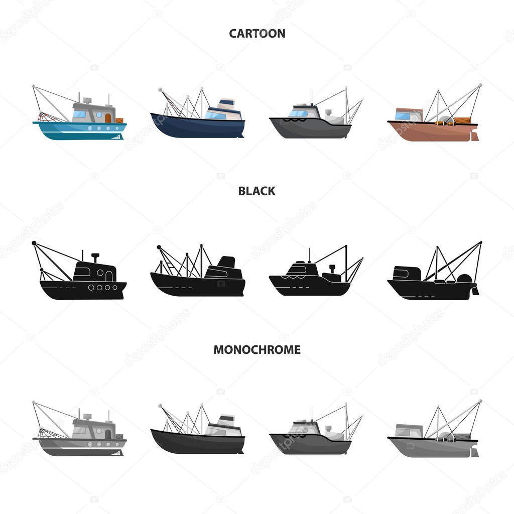 Isolated object of transport and industrial icon. Set of transport and yacht stock symbol for web.