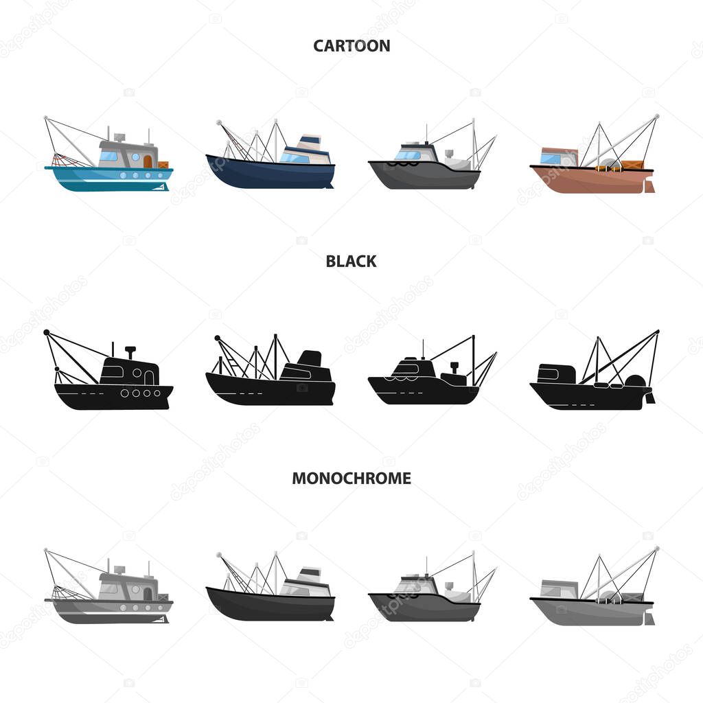 Vector illustration of transport and industrial logo. Collection of transport and yacht vector icon for stock.