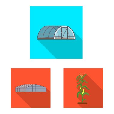 Sera ve bitki simge vektör Illustration. Sera ve Bahçe hisse senedi vektör çizim koleksiyonu.