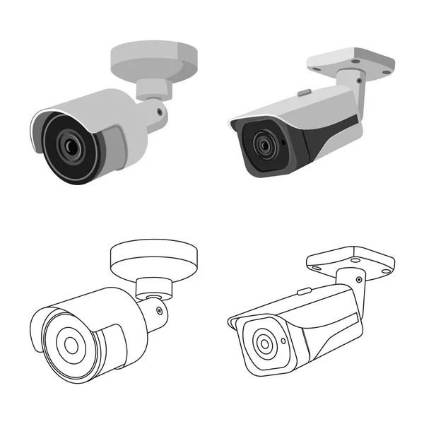 闭路电视和摄像标志的矢量设计。一套闭路电视和系统矢量图标的股票. — 图库矢量图片