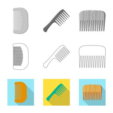 Fırça ve saç işareti vektör Illustration. Fırça ve saç fırçası hisse senedi vektör çizim seti.