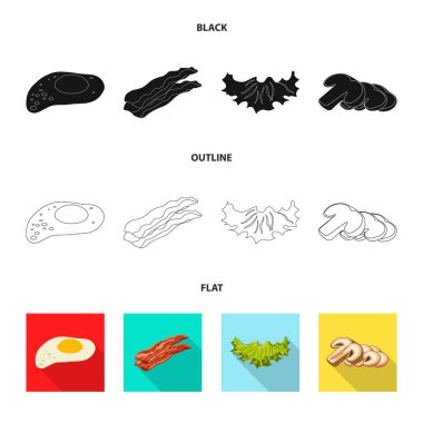 Burger ve sandviç simge vektör tasarımı. Burger kümesi ve hisse senedi için dilim vektör simgesi.