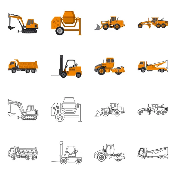 Yapı ve inşaat logo yalıtılmış nesne. Web için yapı ve makine hisse senedi simgesi kümesi.