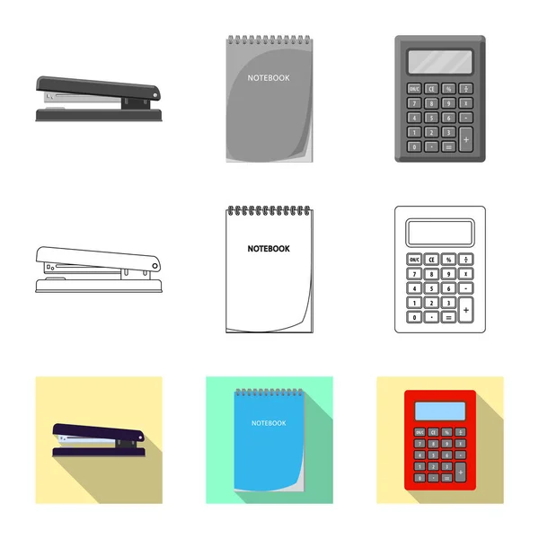 Vector ontwerp van pictogram office en levering. Collectie voor school en kantoor voorraad vectorillustratie. — Stockvector