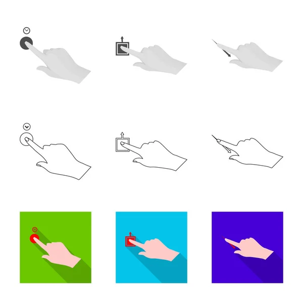 Diseño vectorial de pantalla táctil y símbolo de mano. Colección de pantalla táctil y símbolo de stock táctil para web . — Vector de stock