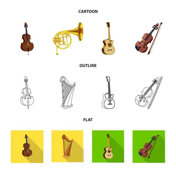 Vektorová design ikony hudby a melodie. Sada nástroj a hudební burzovní symbol pro web. — Stockový vektor
