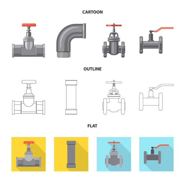 Изолированный объект из трубы и логотипа трубы. Сбор символа трубы и трубопроводного запаса для сети . — стоковый вектор