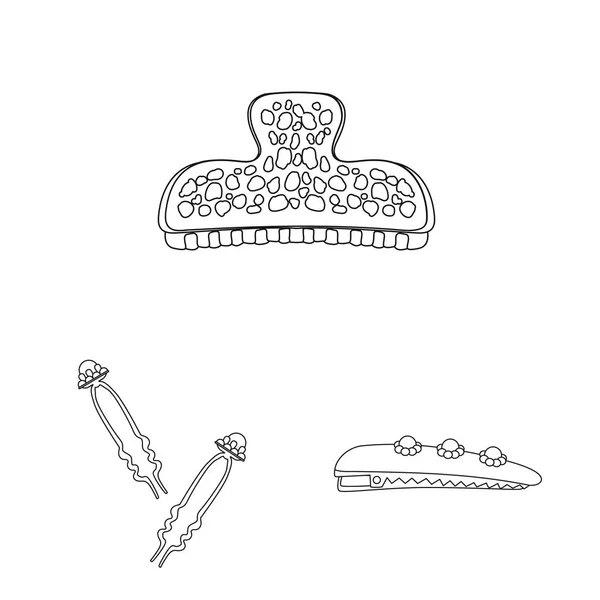 Vectorillustratie van kappers en hairclip ondertekenen. Verzameling van kappers en accessoires van de voorraad symbool voor web. — Stockvector