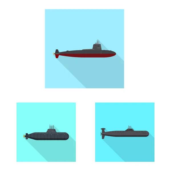 Illustration vectorielle de signes militaires et nucléaires. Collection de symboles militaires et de stock de navires pour le web . — Image vectorielle