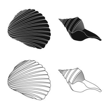 Hayvan ve dekorasyon simge vektör tasarımı. Hisse senedi için hayvan ve okyanus vektör simge topluluğu.