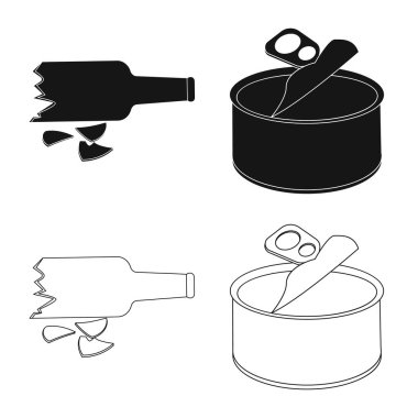 Çöp ve önemsiz sembolün vektör tasarımı. Stok için atık ve atık vektör simgesi kümesi.