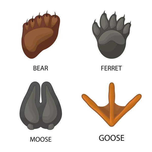 Objeto isolado de animal e logotipo de impressão. Conjunto de animais e pegada símbolo de estoque para web . — Vetor de Stock