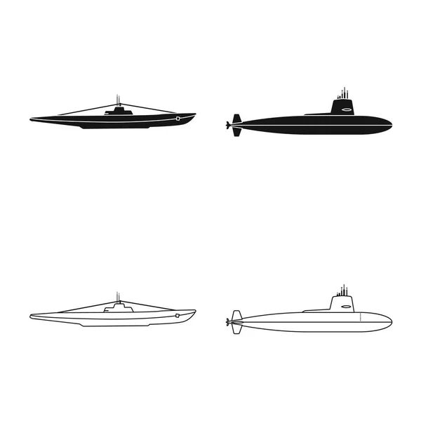 Oggetto isolato di guerra e segno di nave. Set di icone vettoriali di guerra e flotta per stock . — Vettoriale Stock