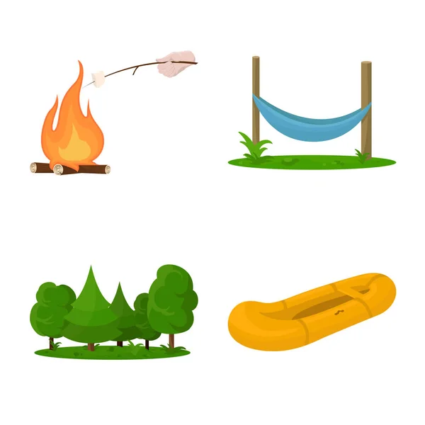 Objeto aislado de picnic y aventura icono. Conjunto de picnic y naturaleza vector icono para stock . — Vector de stock