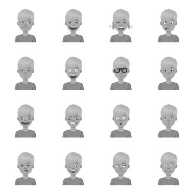 Yüz ve çocuk logosu izole nesne. Yüz ve genç stok vektör illüstrasyon koleksiyonu.