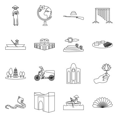 Seyahat ve ülke simgesivektör illüstrasyon. Stok için seyahat ve kültür vektör simgesi koleksiyonu.