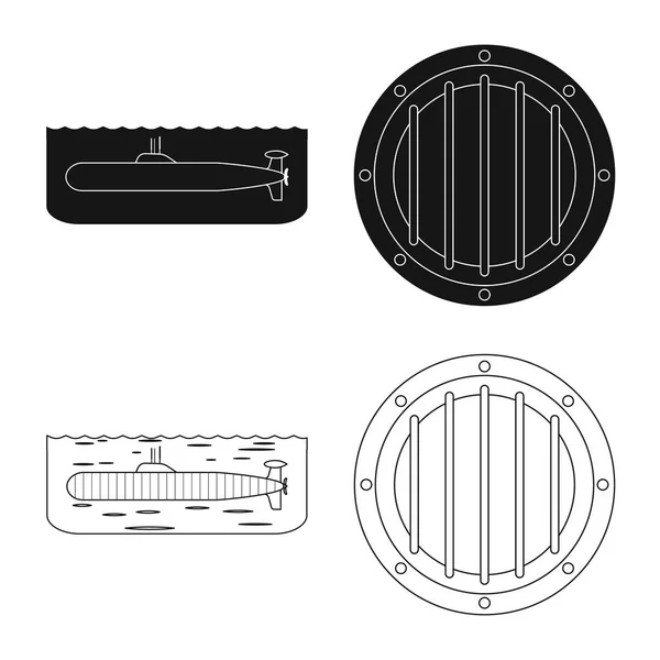 Objeto isolado de guerra e sinal de navio. Coleção de guerra e símbolo de estoque de frota de web . — Vetor de Stock