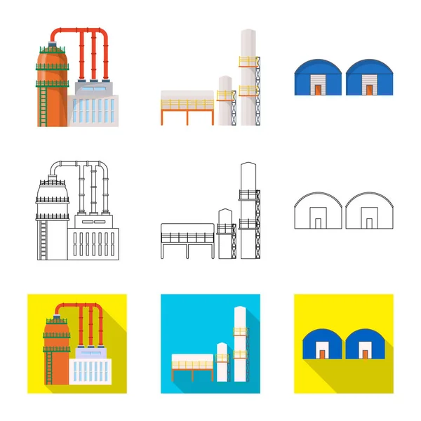 Objet isolé de production et signe de structure. Ensemble de symbole stock de production et de technologie pour le web . — Image vectorielle