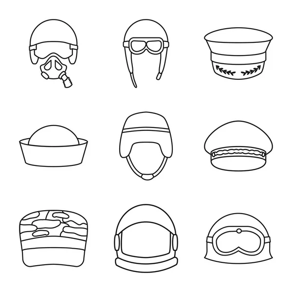 Conception vectorielle de l'uniforme et du symbole du soldat. Collection d'icônes vectorielles uniformes et modernes pour stock . — Image vectorielle