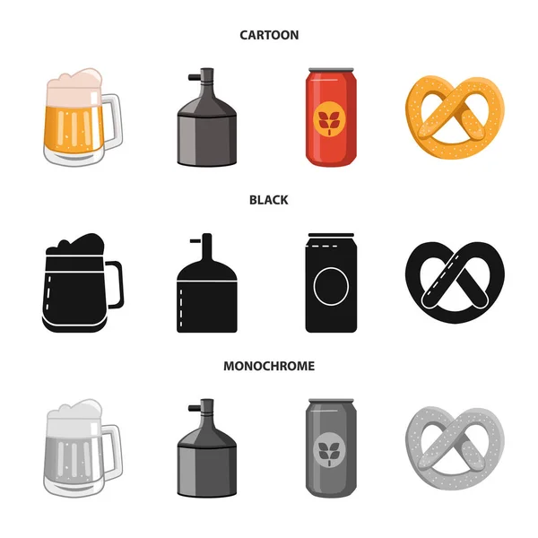 Vektor-Illustration von Brauerei und Brauerei-Logo. Set von Brauerei und Zutatenvektorsymbol für Aktien. — Stockvektor