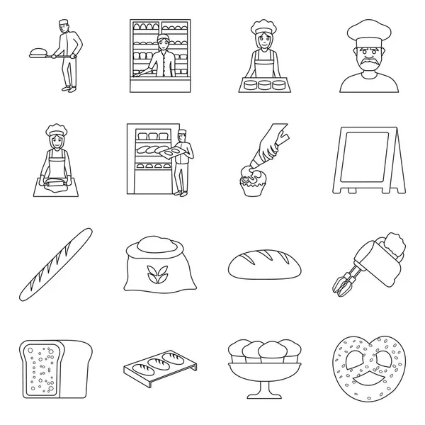 Fırın ve doğal simge izole nesne. Web için fırın ve mutfak eşyaları stok sembolü seti.