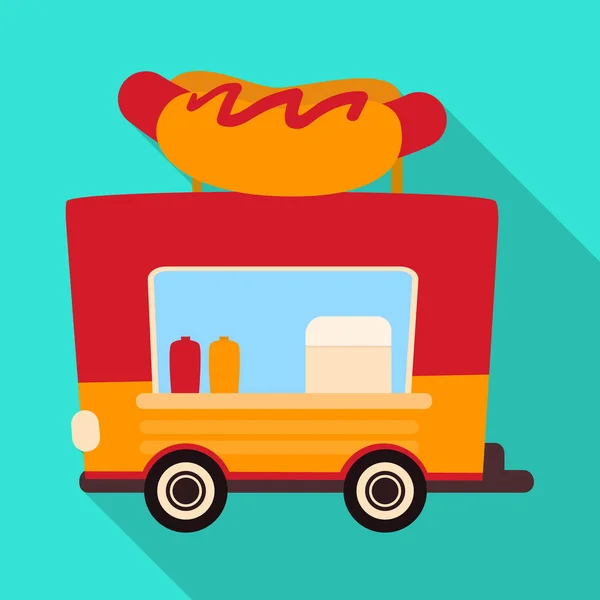 Isolerat föremål av trailer och Hotdog symbol. Uppsättning av släpvagn och mat Lager vektor illustration. — Stock vektor