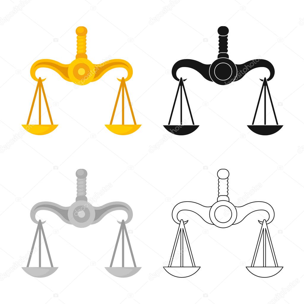 Vector design of scales and greece icon. Set of scales and justice stock symbol for web.