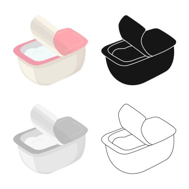 Konteyner ve kefir sembolü izole nesne. Konteyner ve krema stok vektör illüstrasyon toplama.