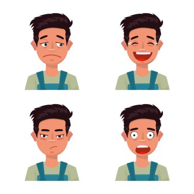 Yüz ve erkek işareti vektör illüstrasyon. Yüz ve genç stok vektör illüstrasyon koleksiyonu.