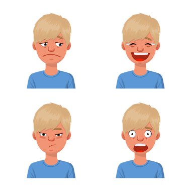 Yüz ve erkek sembolüvektör illüstrasyon. Yüz ve genç stok vektör illüstrasyon koleksiyonu.