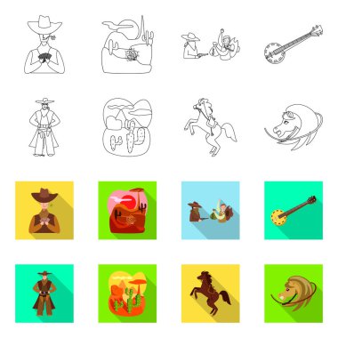 Texas ve tarih simgesivektör tasarımı. Texas ve kültür stok vektör illüstrasyon koleksiyonu.