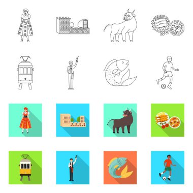 Yalıtılmış nesne ve tarihi simge. Stok lar için ülke vektör simgesi kümesi.