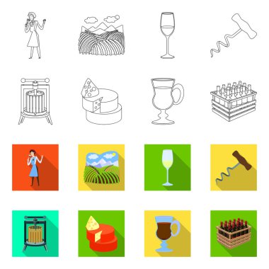 Çiftlik ve bağ simgesi vektör tasarımı. Çiftlik ve ürün stok vektör illüstrasyon koleksiyonu.