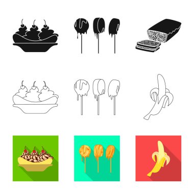 Doğal ve vejetaryen simge vektör Illustration. Doğal ve yeme hisse senedi vektör çizim topluluğu.