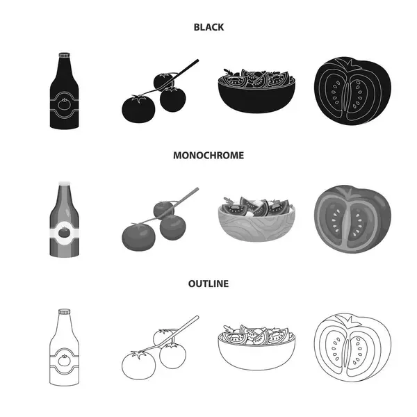 Conception vectorielle de légumes et icône délicieuse. Jeu de symboles de légumes et de bouillon naturel pour toile . — Image vectorielle