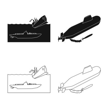 Savaş ve gemi işareti illüstrasyon vektör. Savaş ve filo hisse senedi simgesi için web topluluğu.