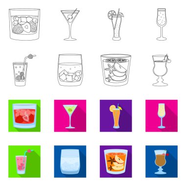 İçki ve restoran logosu vektör Illustration. Web için içki ve bileşen stok sembolü koleksiyonu.