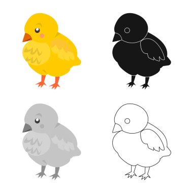 Bebek ve civciv burcunun izole nesnesi. Bebek ve hayvan stok vektör illüstrasyon seti.