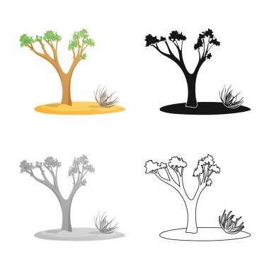 Ağaç ve tumbleweed logosu vektör illüstrasyon. Ağaç ve batı stok vektör illüstrasyon seti.