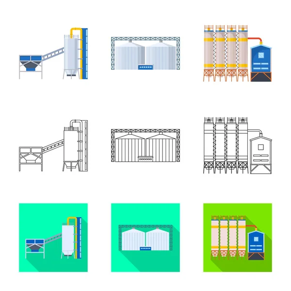 Isolado objeto de produção e estrutura ícone. Conjunto de símbolos de estoque de produção e tecnologia para web . — Vetor de Stock